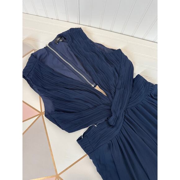 Lulus Sz L Vivid Imagination Navy Blue Cutout Maxi Dress Bridesmaid Prom NWOT - Picture 3 of 4